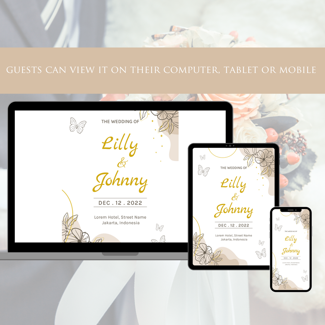 Digital Wedding Invitation & RSVP - Mini Wedding Website - Tropical - Modern - Personalised Electronic Mobile Invite-WWS-003