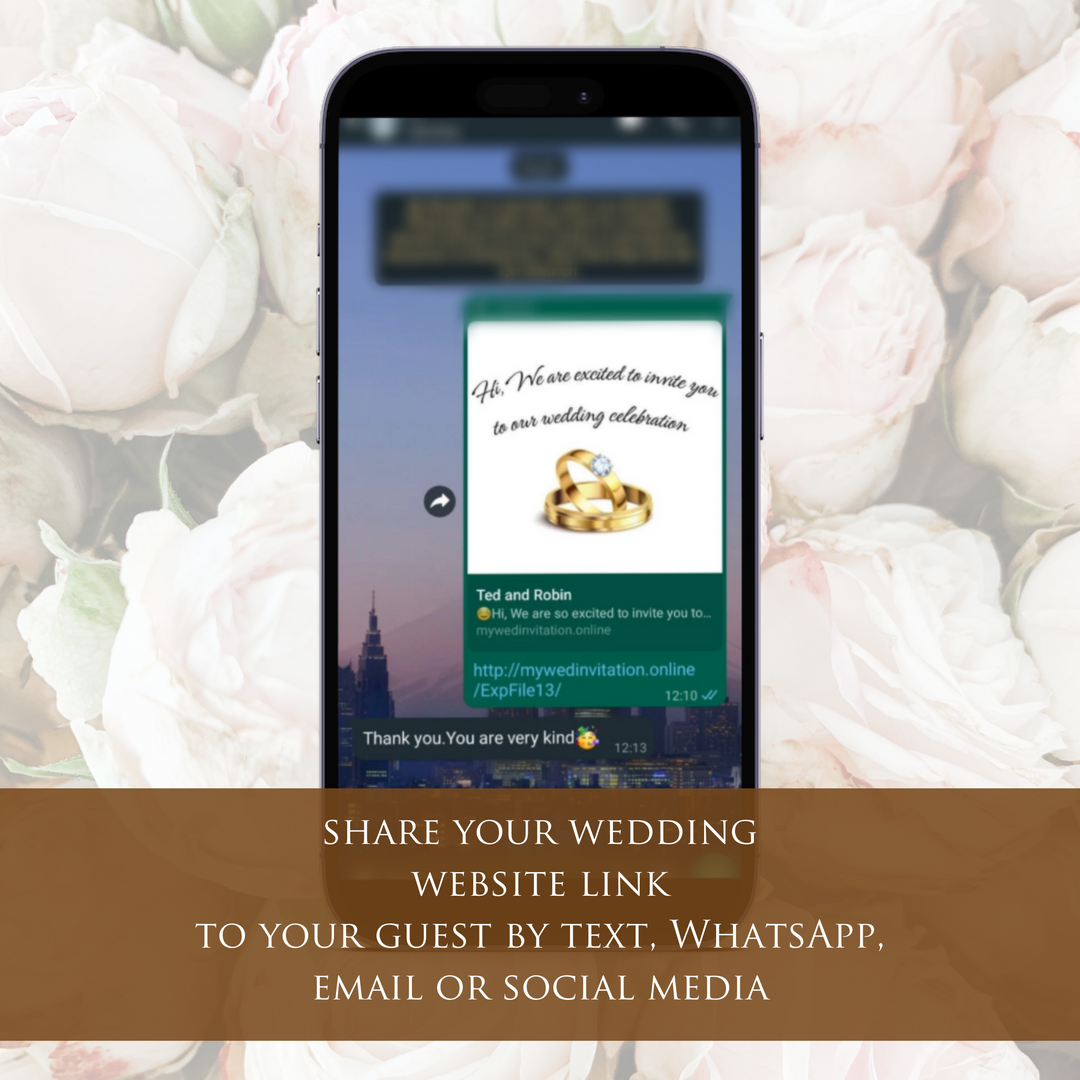 Digital Wedding Invitation & RSVP - Mini Wedding Website - Tropical - Modern - Personalised Electronic Mobile Invite-WWS-005
