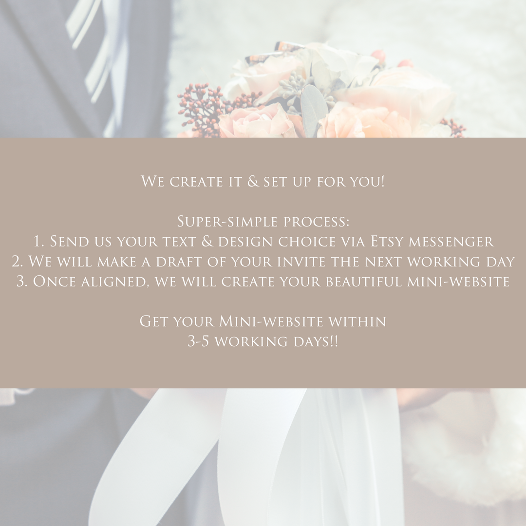 Digital Wedding Invitation & RSVP - Mini Wedding Website - Tropical - Modern - Personalised Electronic Mobile Invite-WWS-003
