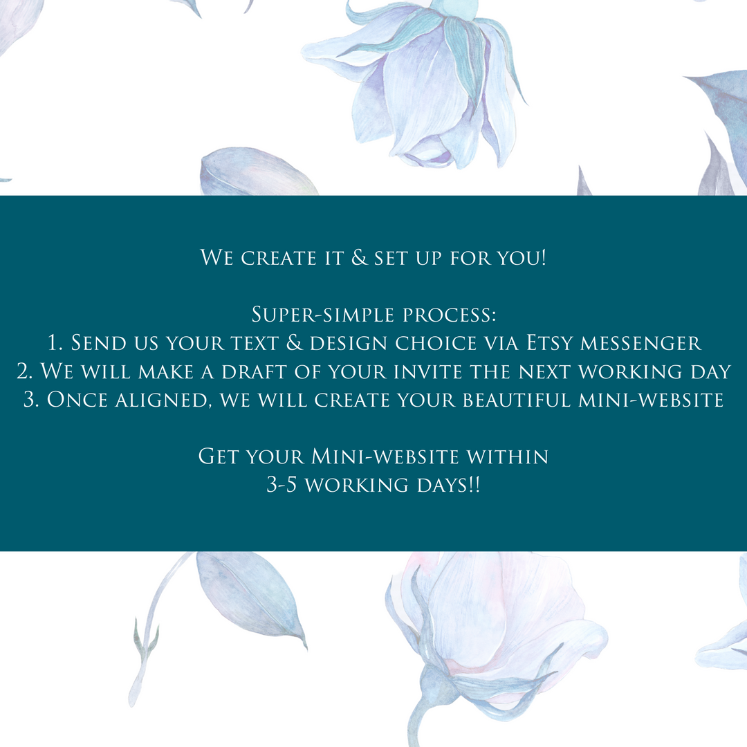 Digital Wedding Invitation & RSVP - Mini Wedding Website - Tropical - Modern - Personalised Electronic Mobile Invite-WWS-006