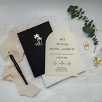 Load image into Gallery viewer, Wedding Invitation with minimalist design custom wax seal black invitation uniqe design gold foil , Formal Royal Wedding Invitation Set - IS-021

