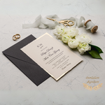 Load image into Gallery viewer, Elegant Wedding Invitation Set -  Gold Foil Deckle Edge Invitations with Wax Seal - Minimalist Black Envelope - Wedding Invitation gigi - IS-006
