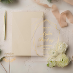 Load image into Gallery viewer, Modern Wedding Invitation Acrylic Clear Gold Classic Luxurious Design Transparent Invite with Envelope Engagement Anniversary Invite Card - IS-008
