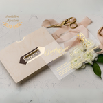 Load image into Gallery viewer, Wedding Invitation with minimalist design,  Acrylic Gold Invitations, Uniqe design, Gold foil, Clear Acrylic Invitation, with Envelope - IS-014
