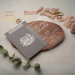 Load image into Gallery viewer, Wedding Invitation with minimalist design,  Acrylic Silver Invitations, Uniqe design, Silver foil, Clear Acrylic Invitation, with Envelope -  IS-015
