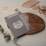 Load image into Gallery viewer, Wedding Invitation with minimalist design,  Acrylic Silver Invitations, Uniqe design, Silver foil, Clear Acrylic Invitation, with Envelope -  IS-015
