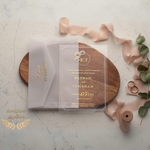 Load image into Gallery viewer, Summer Wedding Invitation Clear Acrylic Card Floral Daisy Minimalist Marriage Invite with Envelope and Wax Stamp Personalized Invitation - IS-009
