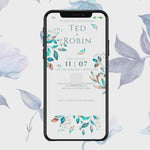 Load and play video in Gallery viewer, Digital Wedding Invitation &amp; RSVP - Mini Wedding Website - Tropical - Modern - Personalised Electronic Mobile Invite-WWS-006
