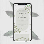 Load and play video in Gallery viewer, Digital Wedding Invitation &amp; RSVP - Mini Wedding Website - Tropical - Modern - Personalised Electronic Mobile Invite-WWS-007
