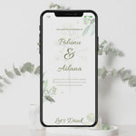 Load and play video in Gallery viewer, Digital Wedding Invitation &amp; RSVP - Mini Wedding Website - Tropical - Modern - Personalised Electronic Mobile Invite-WWS-008
