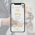 Load and play video in Gallery viewer, Digital Wedding Invitation &amp; RSVP - Mini Wedding Website - Tropical - Modern - Personalised Electronic Mobile Invite-WWS-003
