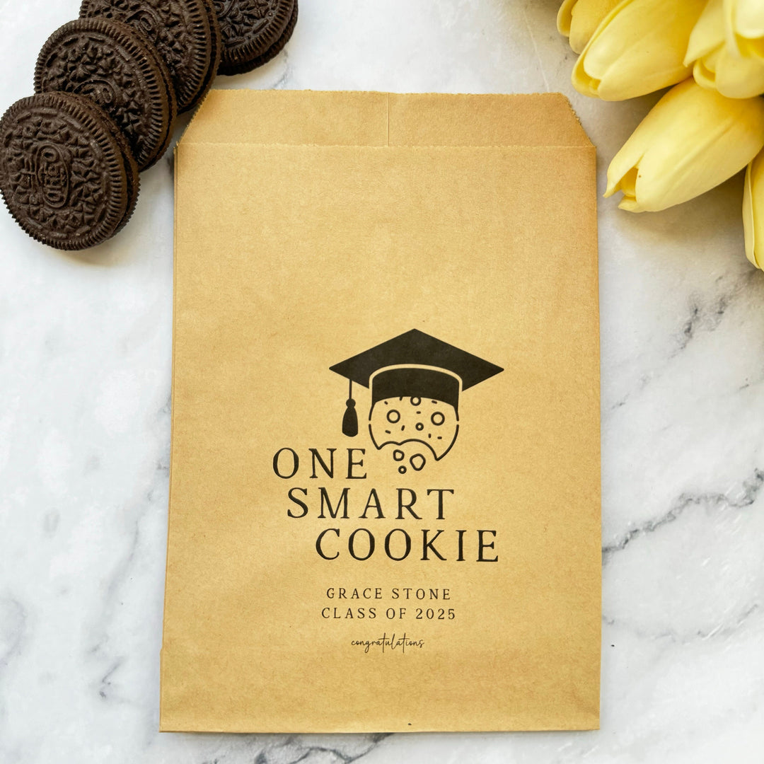 One Smart Cookie Craft Bag - Craft Favor Cookie Bag, Graduation Favor Bag, Class of 2024 Favor Bag, Cookie Bag - BAG-004